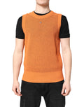 T-shirt sans manches en cachemire orange Dolce & Gabbana avec col rond, vue de face.