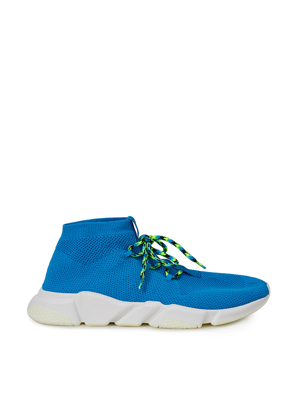 Chaussures de sport bleues Balenciaga en coton avec semelles épaisses et design moderne, vues de face.