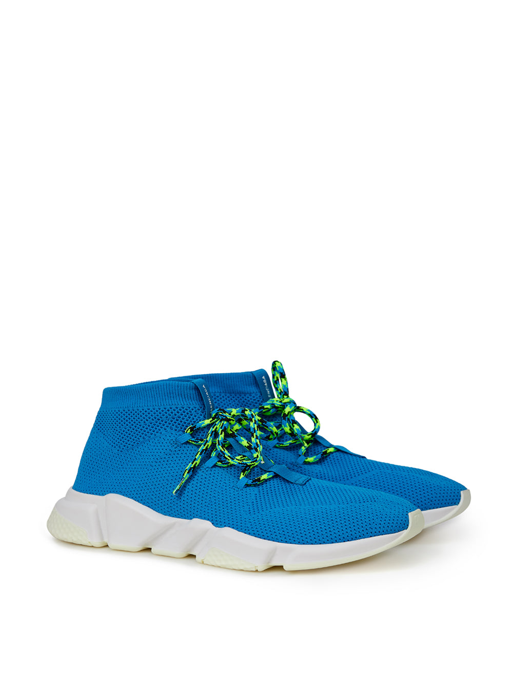 Sneakers balenciaga en coton bleu pour athlétisme avec semelle blanche et design moderne.