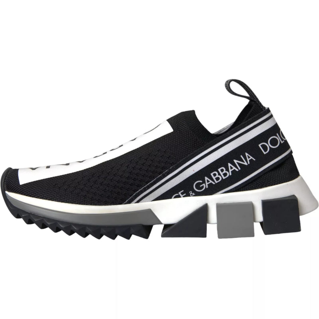 Chaussures Dolce & Gabbana Sorrento slip-on en noir et blanc, baskets élégantes pour hommes, vue de face.