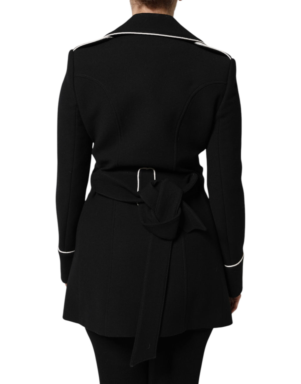 Veste blazer en laine noire de Dolce & Gabbana, à double boutonnage, élégante et sophistiquée.
