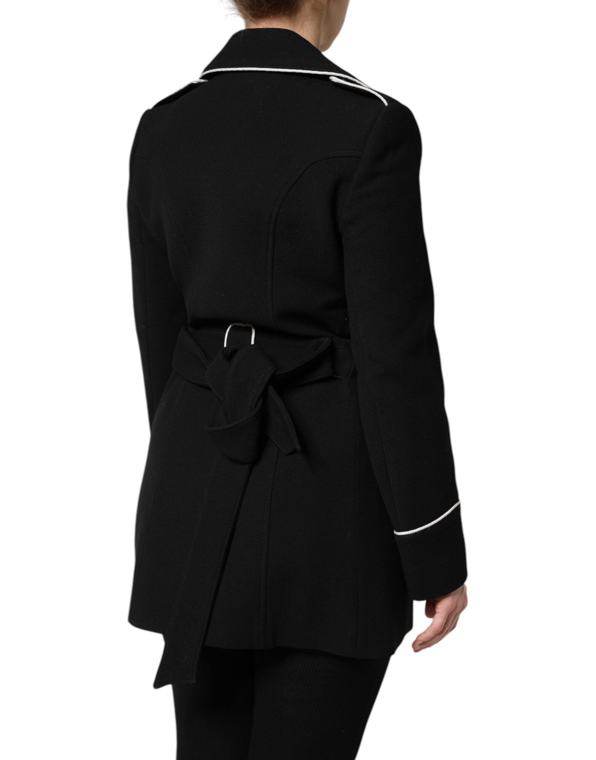 Veste blazer en laine noire Dolce & Gabbana à double boutonnage, élégante et structurée, vue de face sur fond neutre.