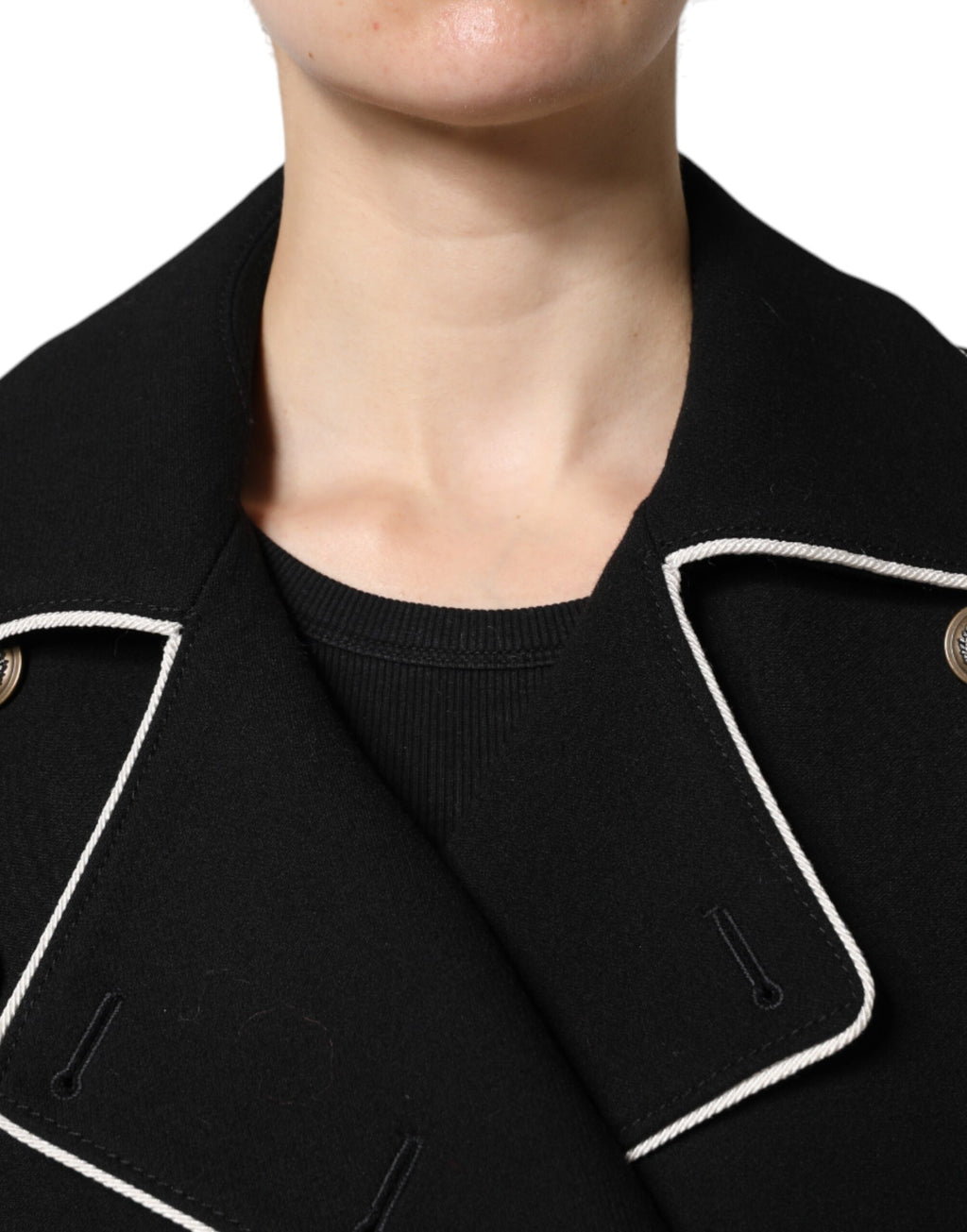 Veste blazer noire en laine à double boutonnage de Dolce & Gabbana, élégante et sophistiquée pour homme.