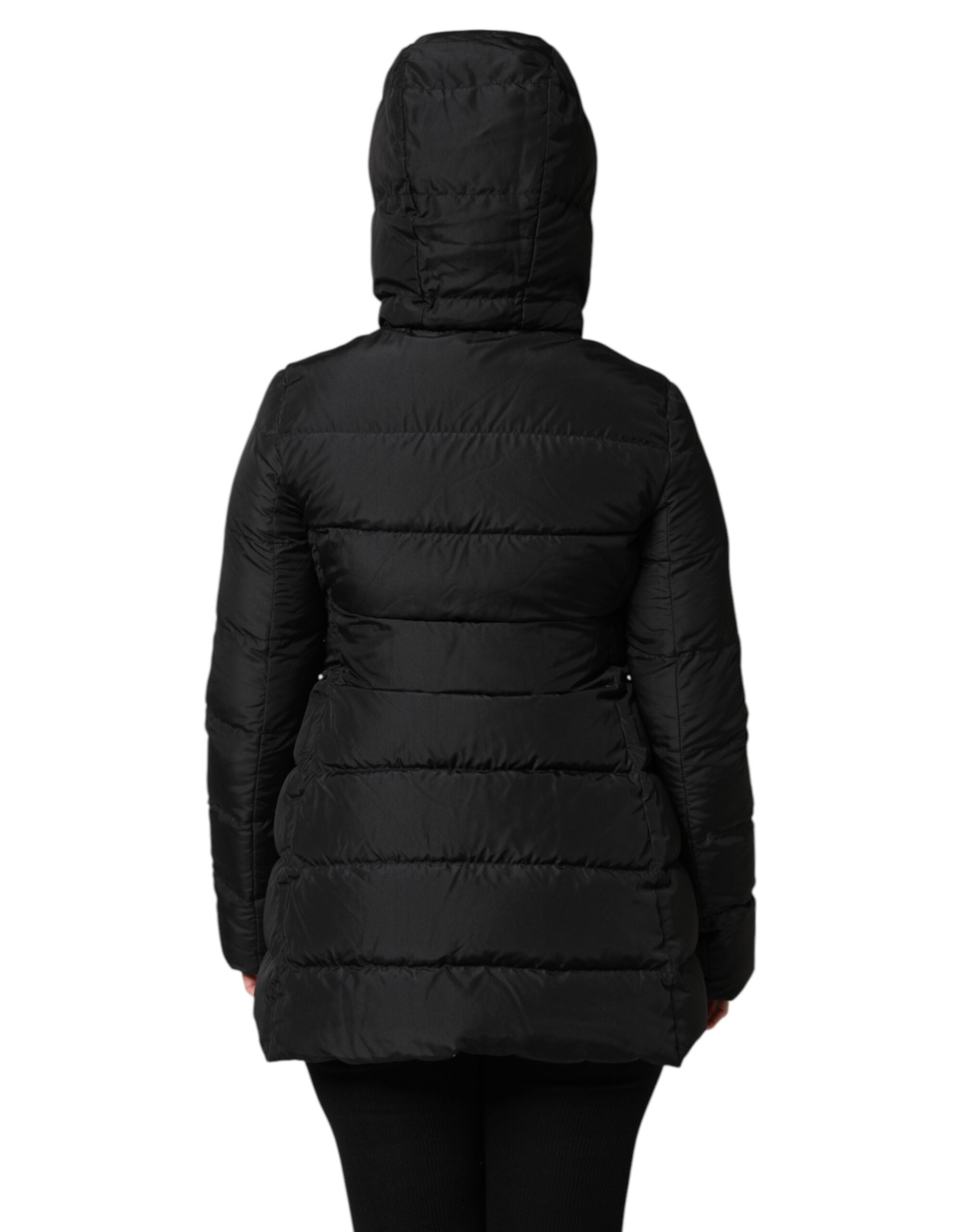 Veste réversible à capuche Dolce & Gabbana noire en duvet, veste zippée et matelassée pour homme.