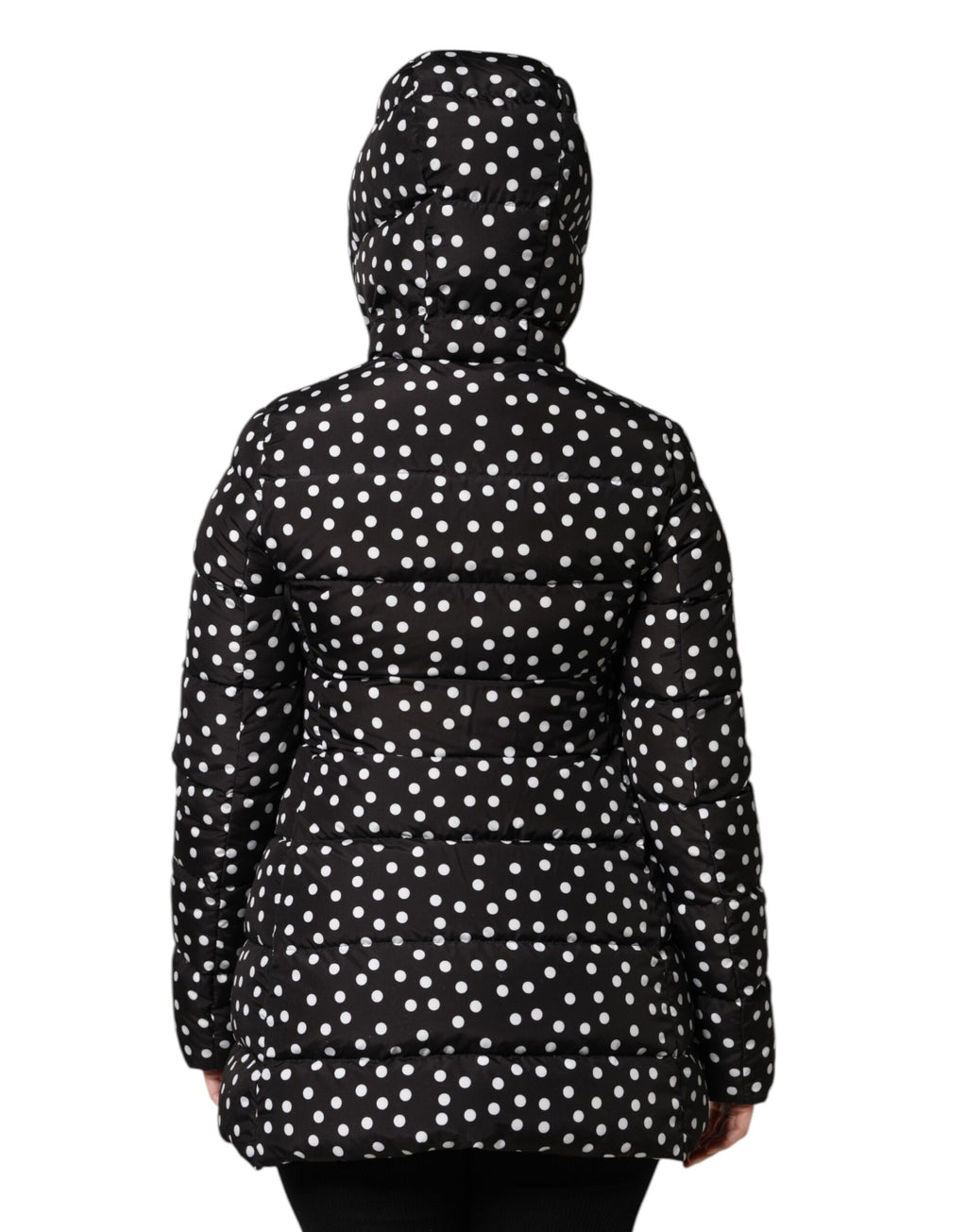 Veste réversible matelassée noire à capuche Dolce & Gabbana, avec fermeture éclair et design chaud et élégant.