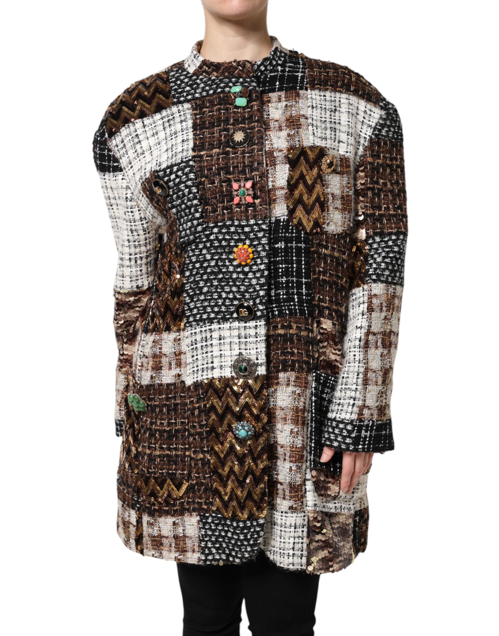 Veste à boutons Dolce & Gabbana multicolore en patchwork, coupe classique avec détails colorés et motif unique.