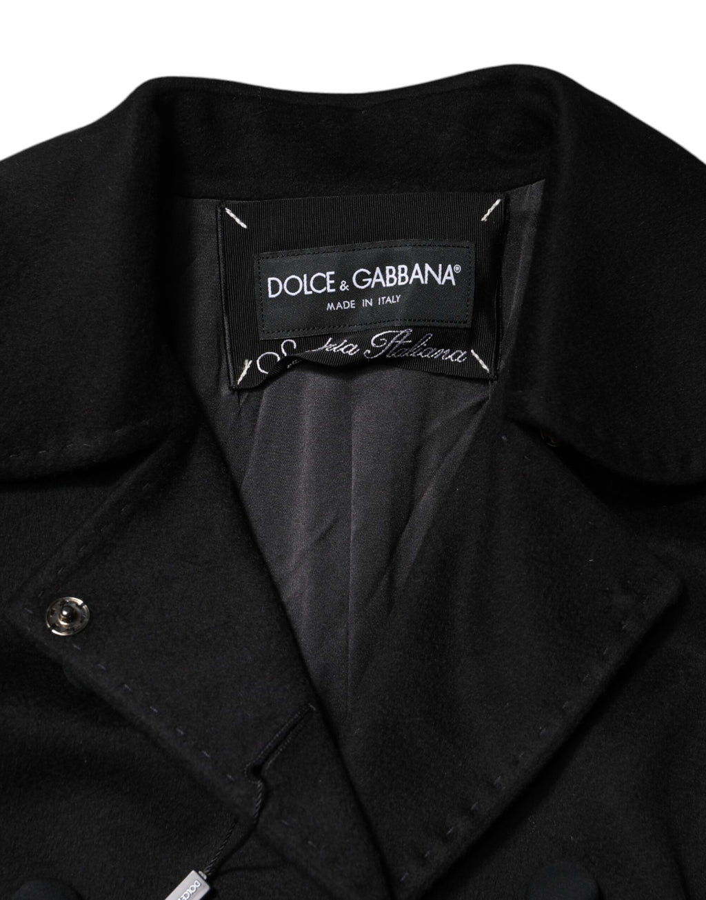 Blazer Dolce & Gabbana en laine noire, style Sartoria Italiano, veste élégante avec coupe structurée et détails sophistiqués.