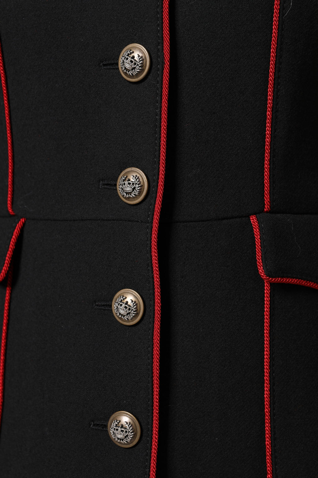Manteau trench en laine noire à boutonnage simple de Dolce & Gabbana, veste élégante pour femmes ou hommes.