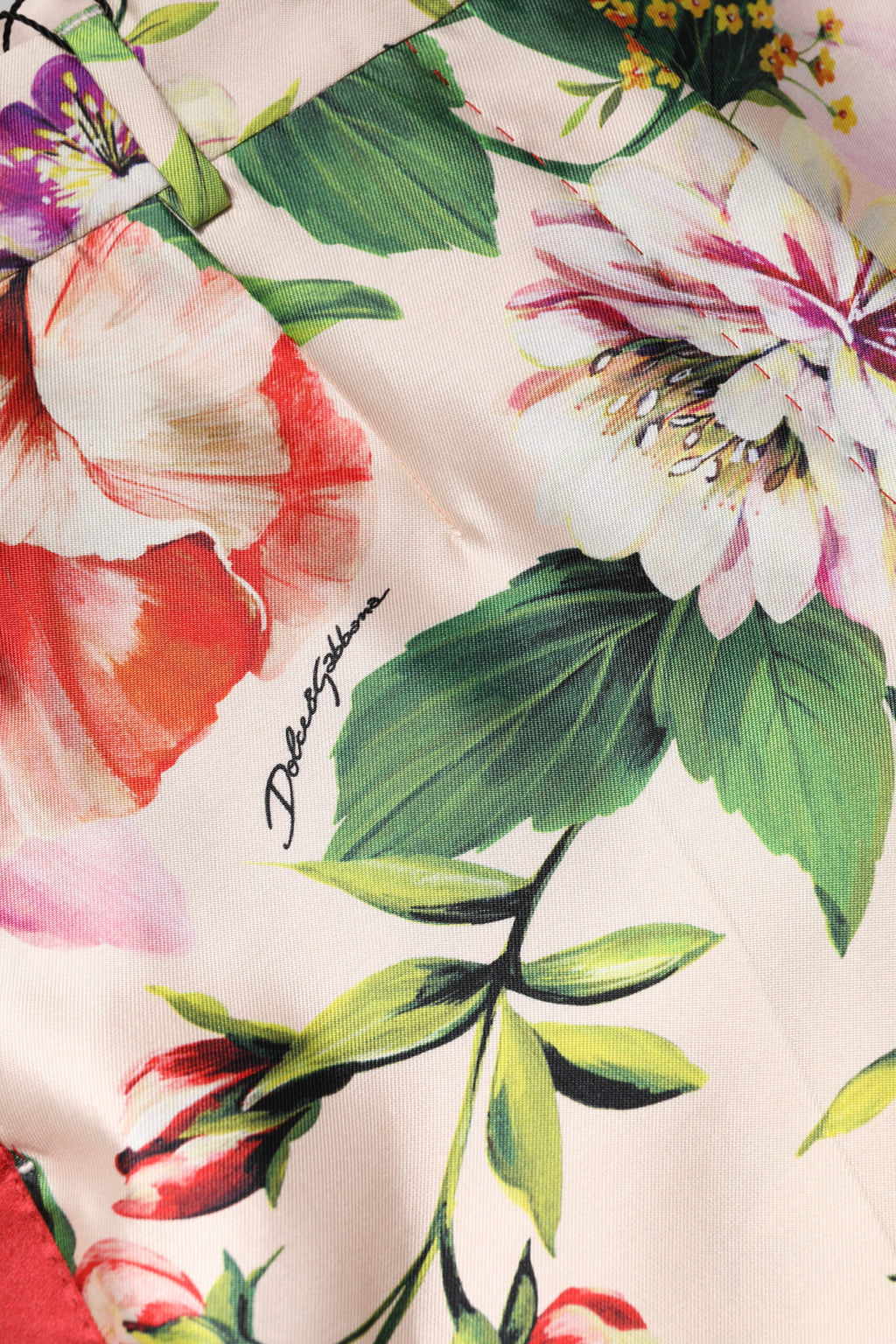 Pantalon droit à taille haute Dolce & Gabbana à fleurs multicolores, tendance et élégant, en tissu léger.