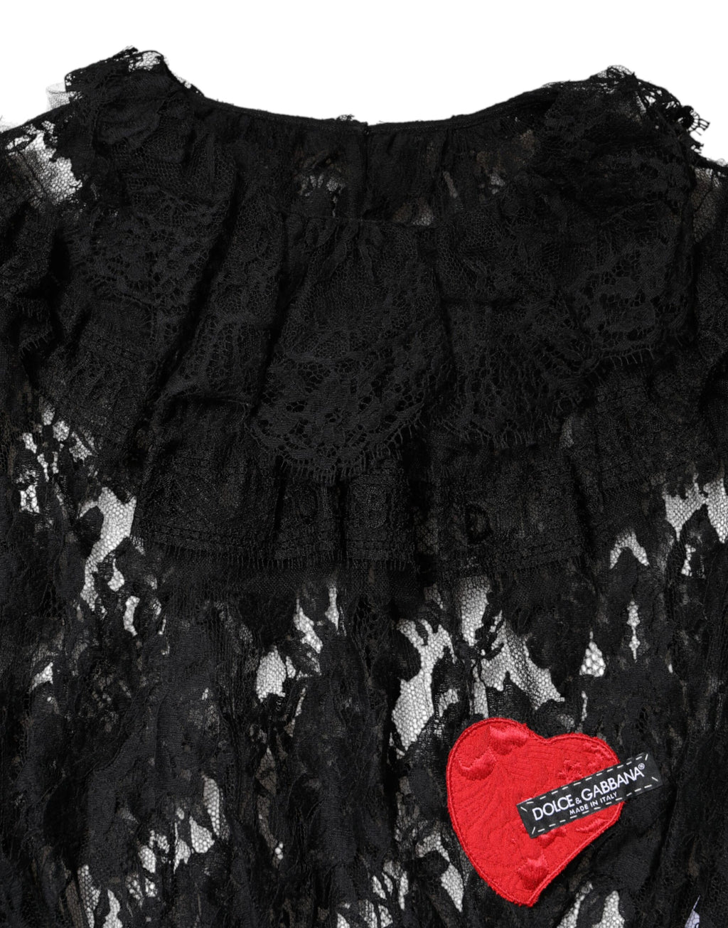 Chemisier noir en coton avec broderies florales en dentelle pour femmes de Dolce & Gabbana, détail élégant et féminin.