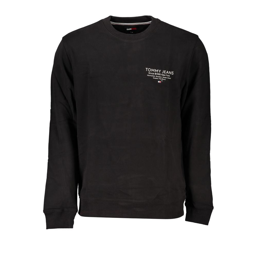 Sweatshirt homme en coton noir de la marque Tommy Hilfiger, avec logo discret sur la poitrine et col rond.