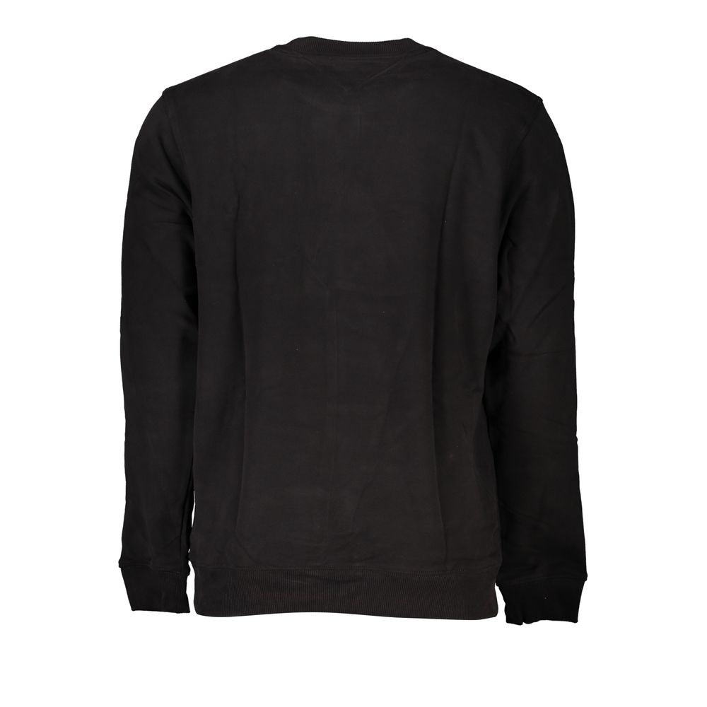 Sweat-shirt noir en coton pour homme de la marque Tommy Hilfiger, mode décontractée avec logo sur la poitrine.