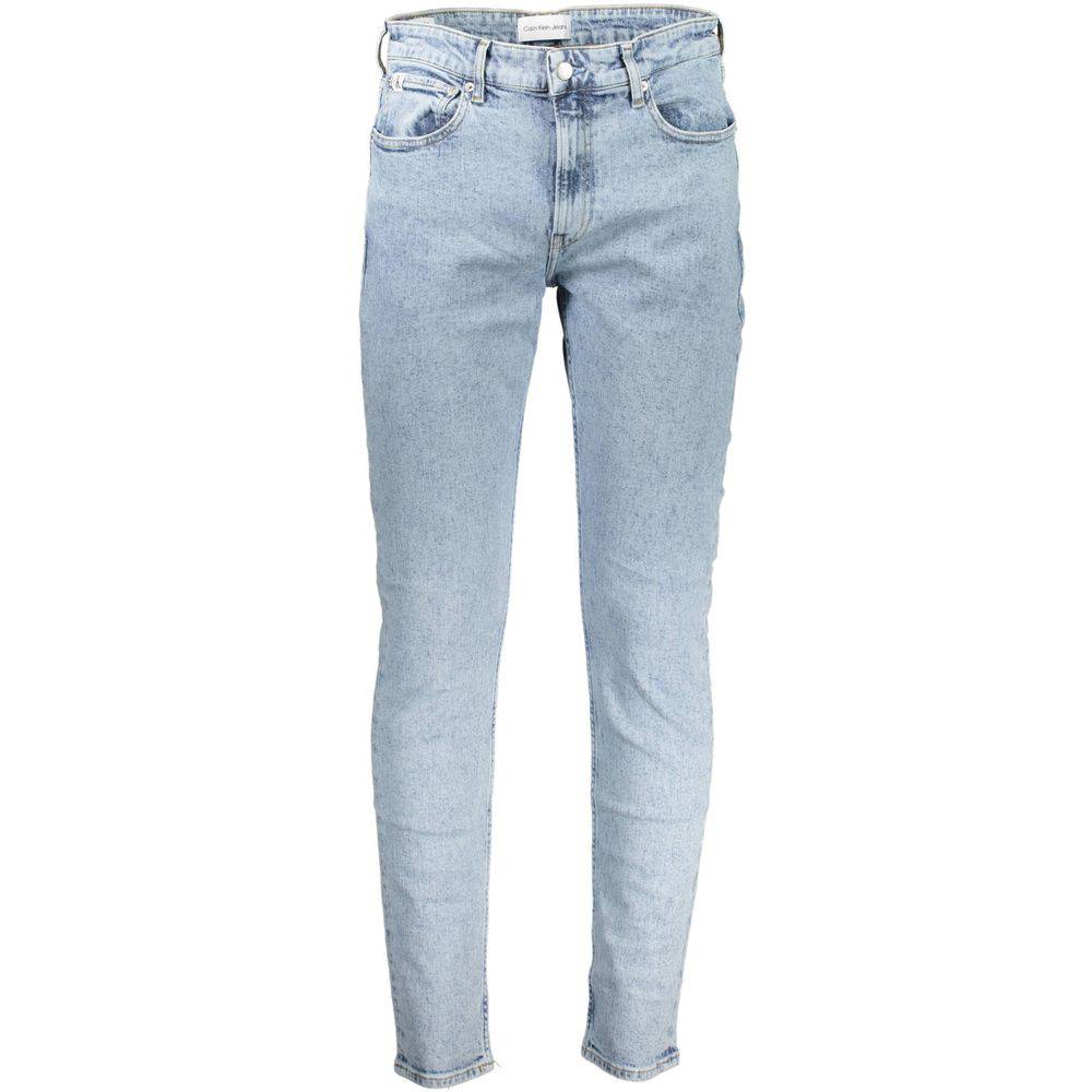 Jeans homme Calvin Klein Azzurro en coton, coupe classique, détails en denim bleu clair.