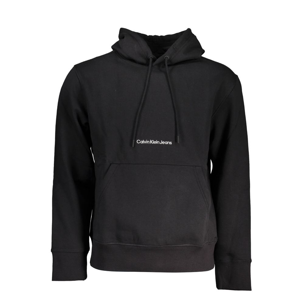 Sweatshirt homme Calvin Klein en coton noir, coupe classique, avec logo discret sur la poitrine, vue de face.