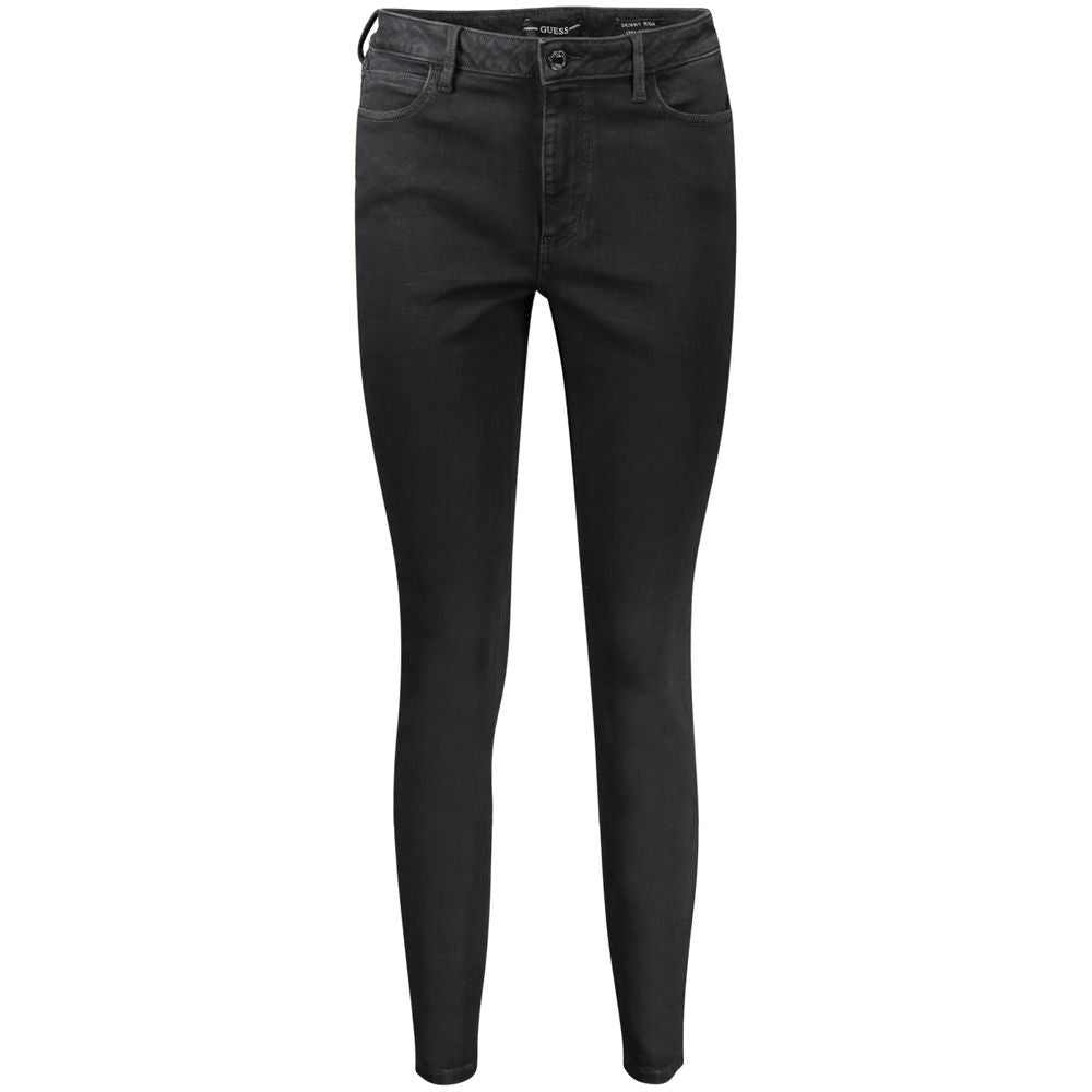 Jeans pour femmes Guess Jeans en coton noir, coupe classique et détails modernes, visibles sur l'image.