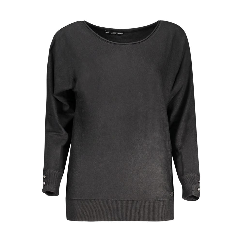 Pull pour femmes Guess Jeans en viscose noir, doux et confortable, avec coupe classique et détails modernes.