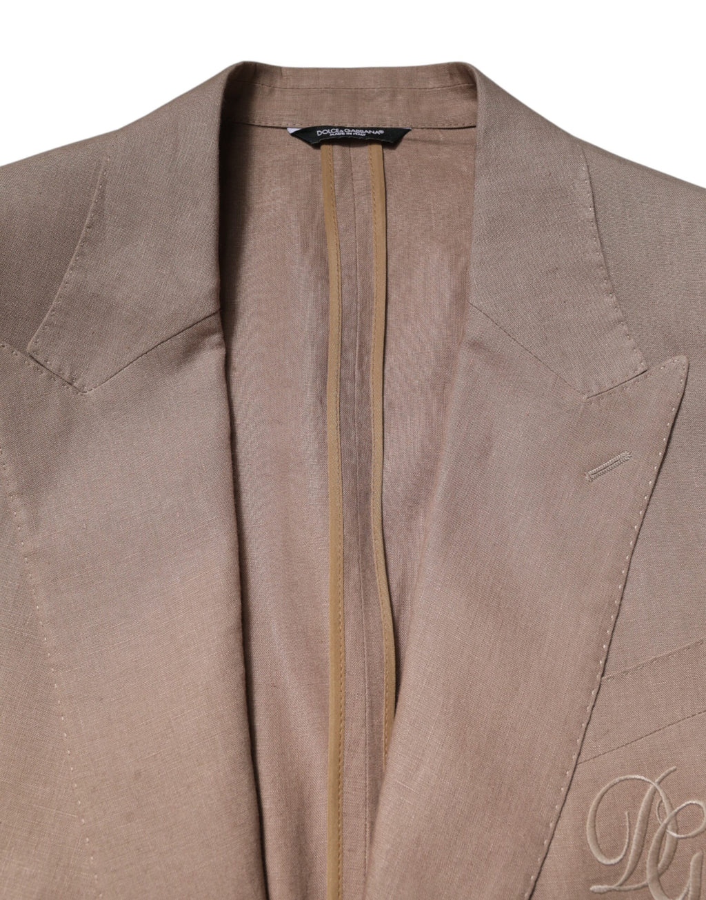 Manteau beige Dolce & Gabbana TAORMINA à simple boutonnage, blazer élégant pour femmes, vue de face.