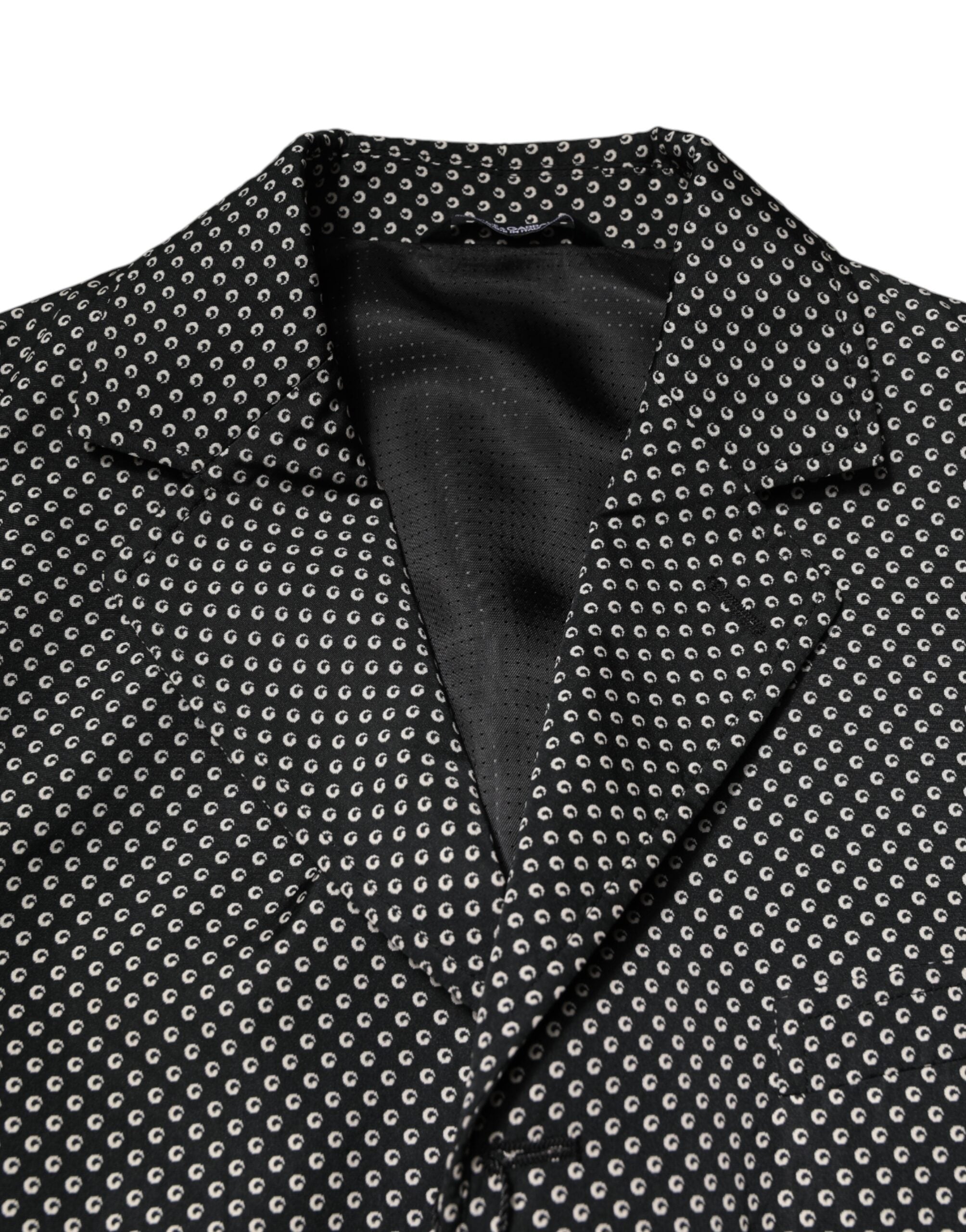 Blazer homme Dolce & Gabbana noir et blanc à motif élégant, veste de costume masculine sophistiquée, image de la veste.