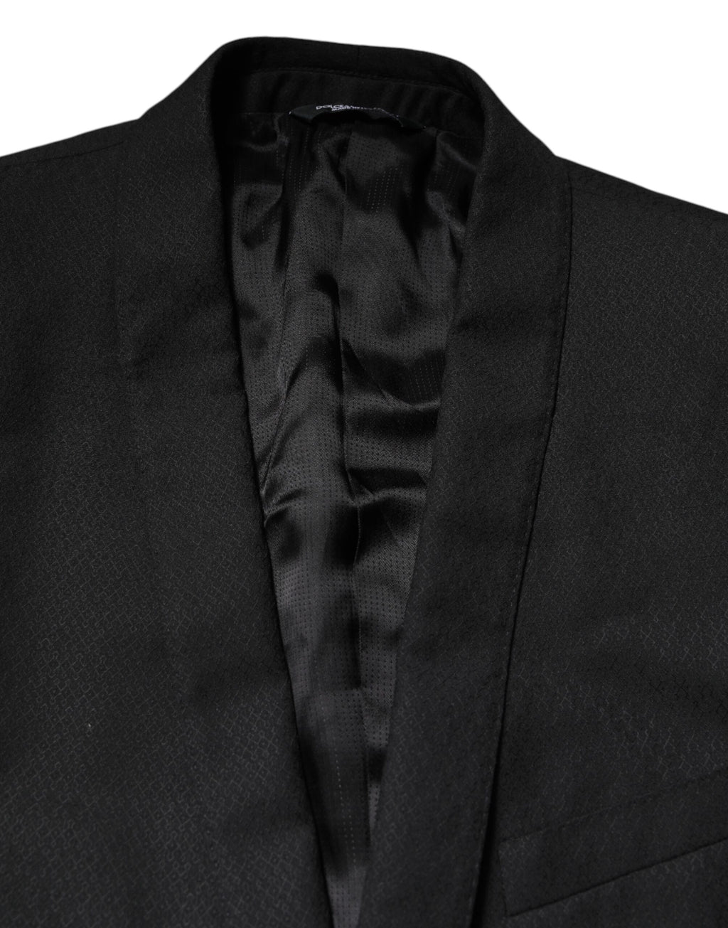 Veste blazer Dolce & Gabbana noire à un bouton, à double boutonnage, en tissu élégant, vue de face.
