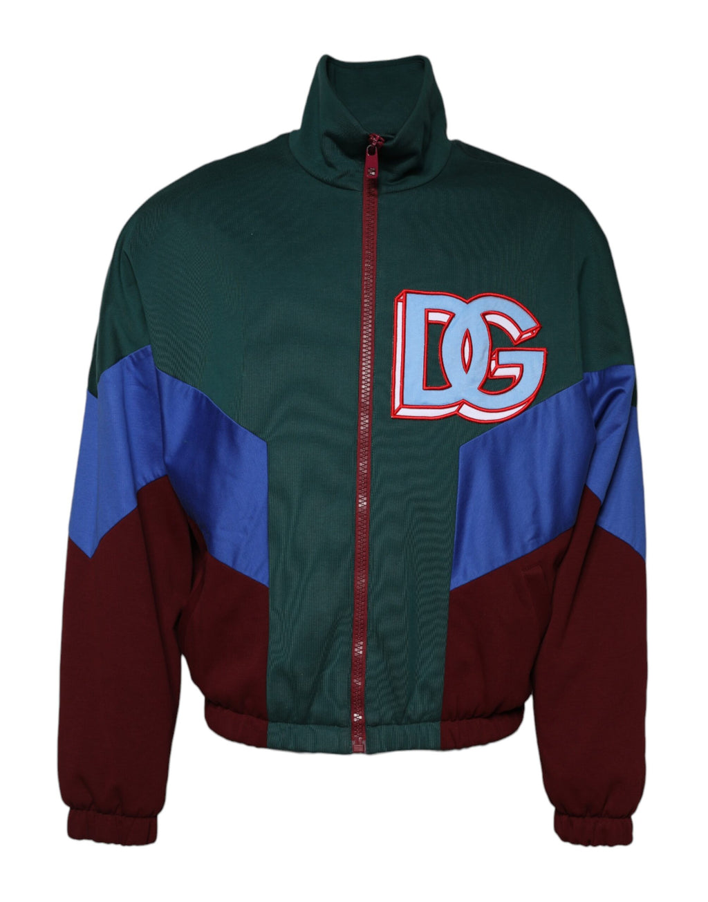 Veste en coton multicolore avec logo Dolce & Gabbana à fermeture éclair complète, style moderne et élégant.