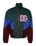 Veste en coton multicolore avec logo Dolce & Gabbana à fermeture éclair complète, style moderne et élégant.