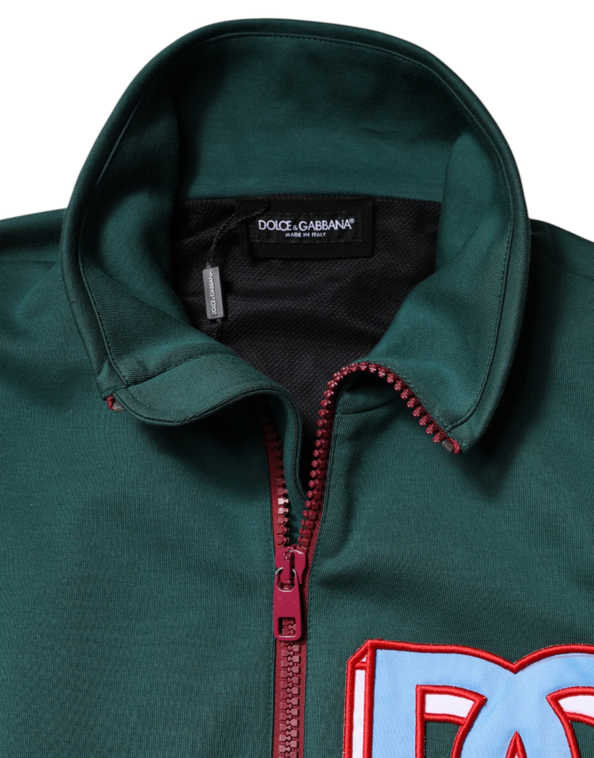 Veste zippée en coton multicolore avec logo Dolce & Gabbana, style décontracté et moderne, visible sur l'image.