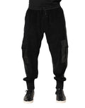 Pantalons joggers cargo en coton noir de Dolce & Gabbana, style décontracté avec poches latérales et taille élastique.