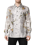 Chemise Dolce & Gabbana en soie multicolore à imprimé, avec boutons visibles, portée décontractée et élégante