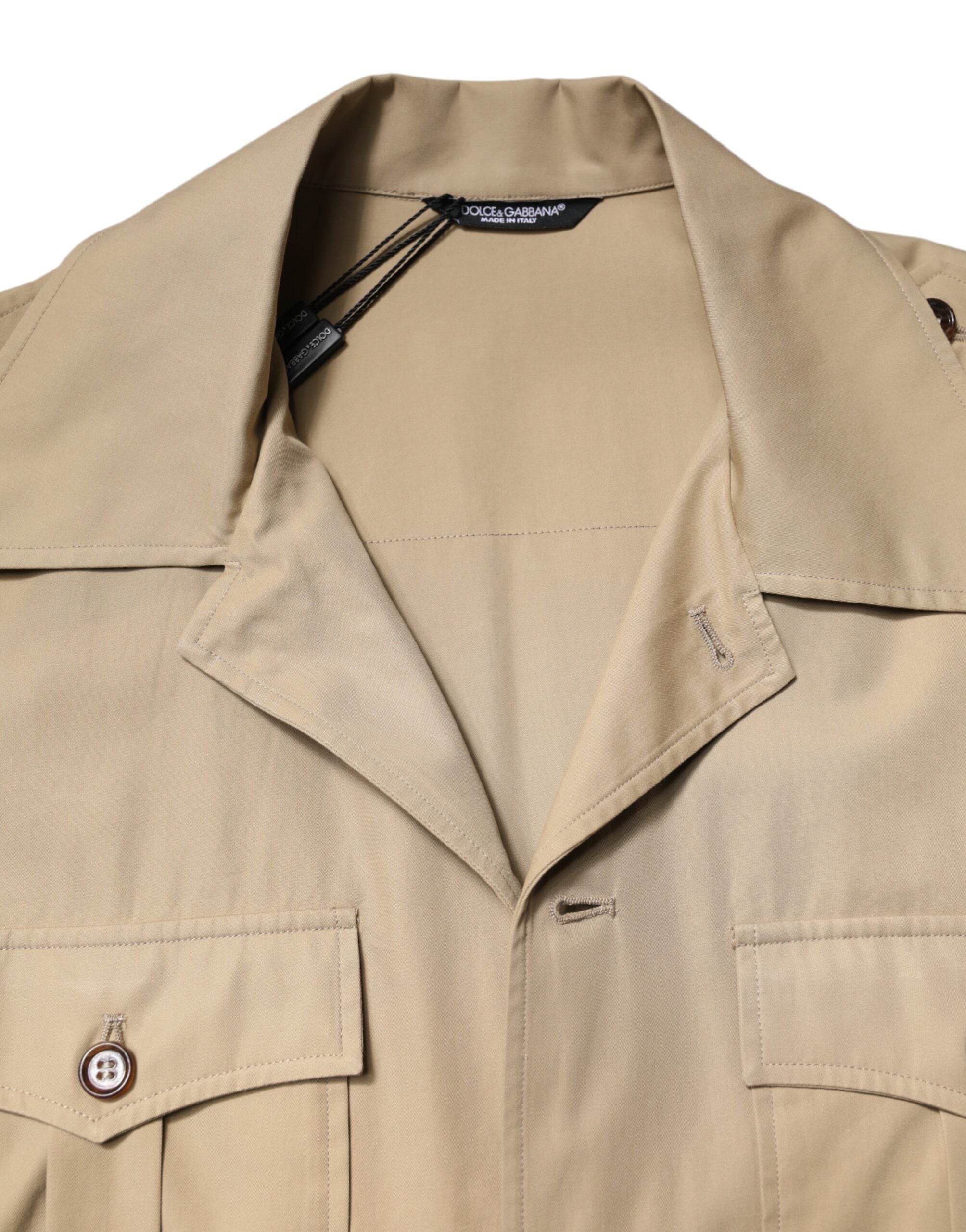 Chemise à manches courtes Dolce & Gabbana avec imprimé graphique marron, style élégant et moderne.
