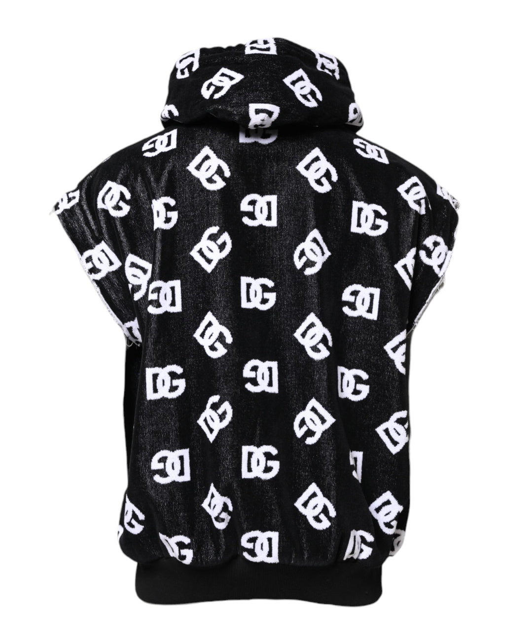 Sweat à capuche sans manches en coton noir de Dolce & Gabbana, style décontracté et moderne, avec logo Dolce & Gabbana visible.