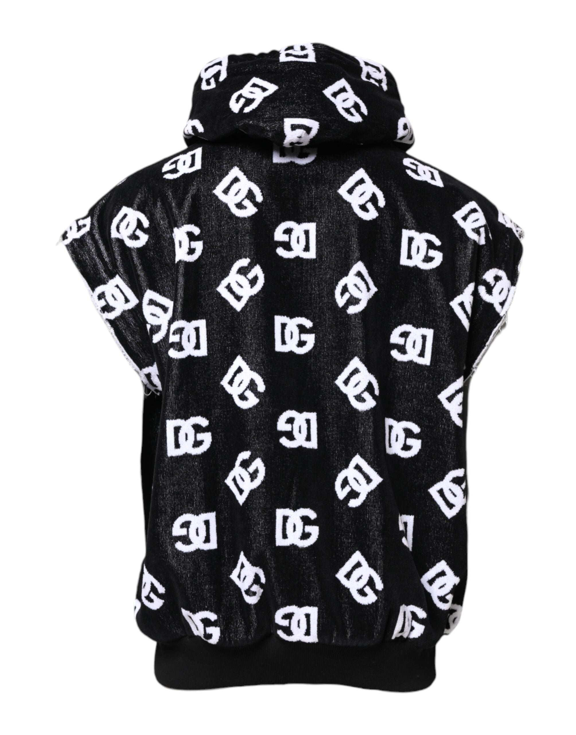 Sweat à capuche sans manches en coton noir de Dolce & Gabbana, style décontracté et moderne, avec logo Dolce & Gabbana visible.