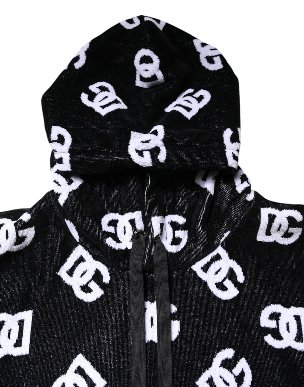 Sweat à capuche sans manches en coton noir Dolce & Gabbana DG, design élégant avec logo de la marque visible.