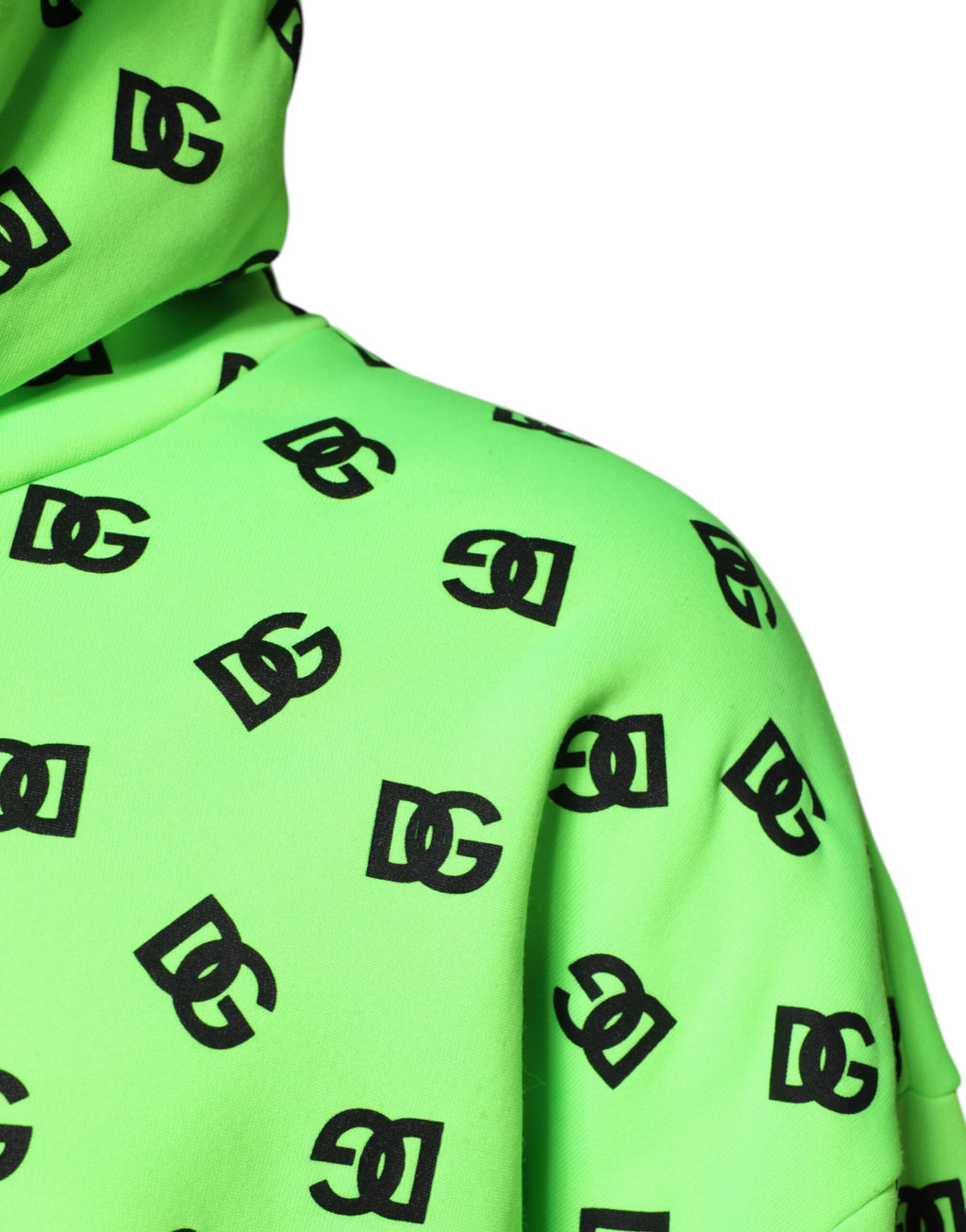 Sweat à capuche en polyester vert Dolce & Gabbana avec logo DG imprimé, design tendance et confortable.