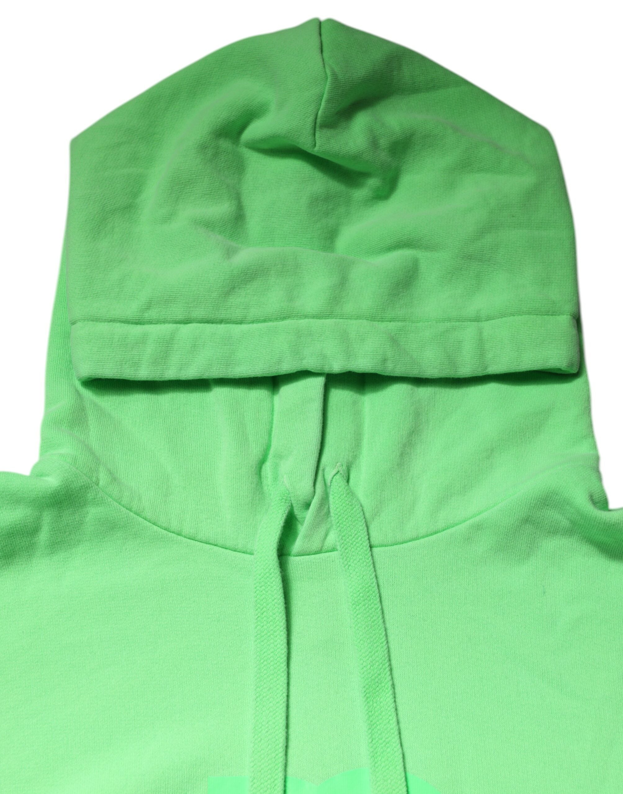 Sweat à capuche en coton vert Dolce & Gabbana avec logo DG imprimé, style décontracté et moderne.