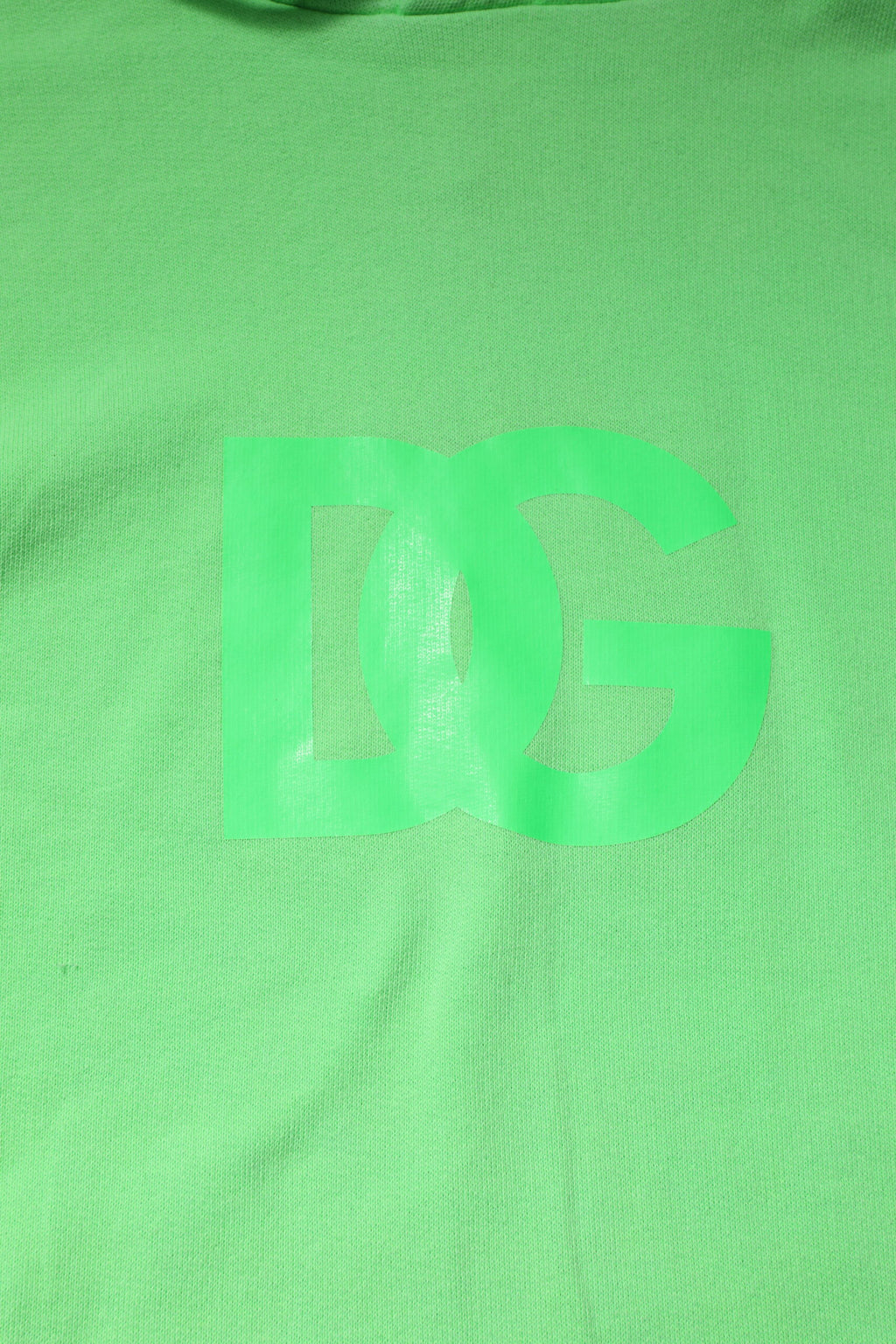 Sweat à capuche en coton vert Dolce & Gabbana avec logo DG imprimé, style décontracté et confortable.