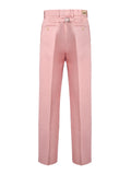 Pantalons en coton rose clair de Gucci, style décontracté avec coupe élégante, vus de face sur fond neutre.