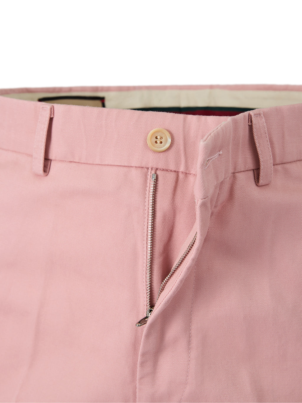 Pantalons en coton rose clair de Gucci, style décontracté avec coupe ajustée et détails élégants, vue frontale.