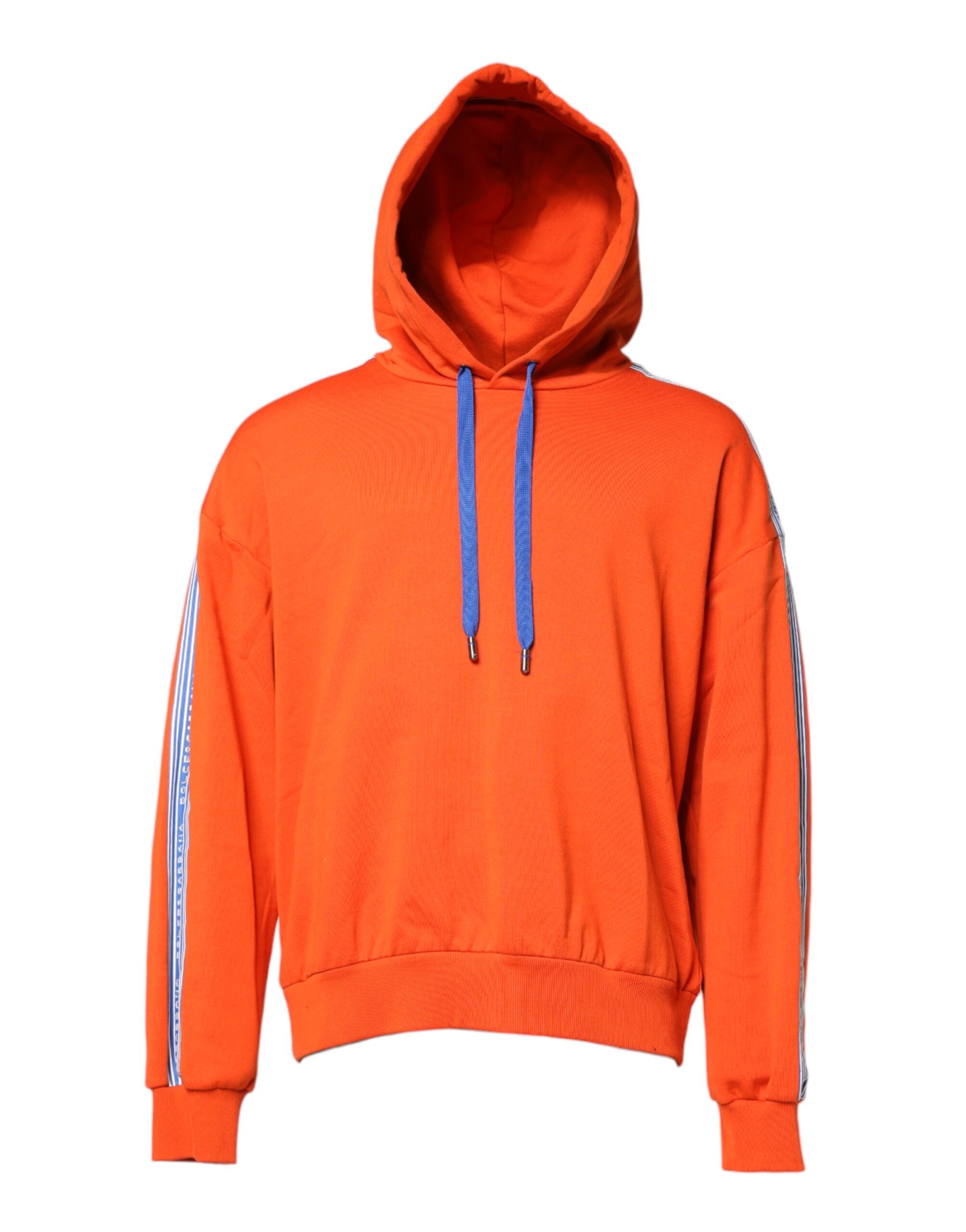 Sweat-shirt à capuche en coton orange pour homme Dolce & Gabbana, pull décontracté avec logo et détails élégants.