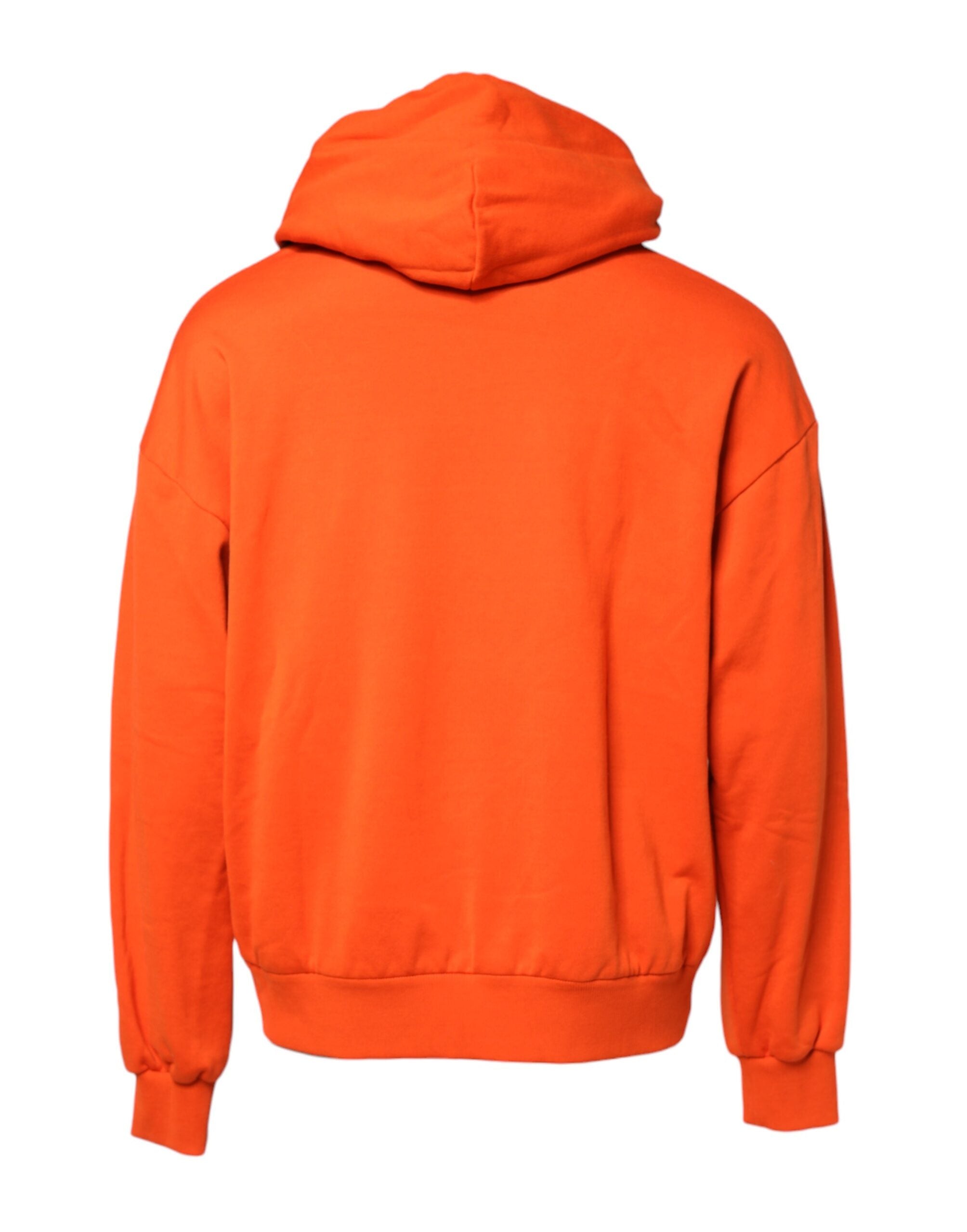 Sweatshirt à capuche pour homme Dolce & Gabbana en coton orange, style décontracté avec logo visible.