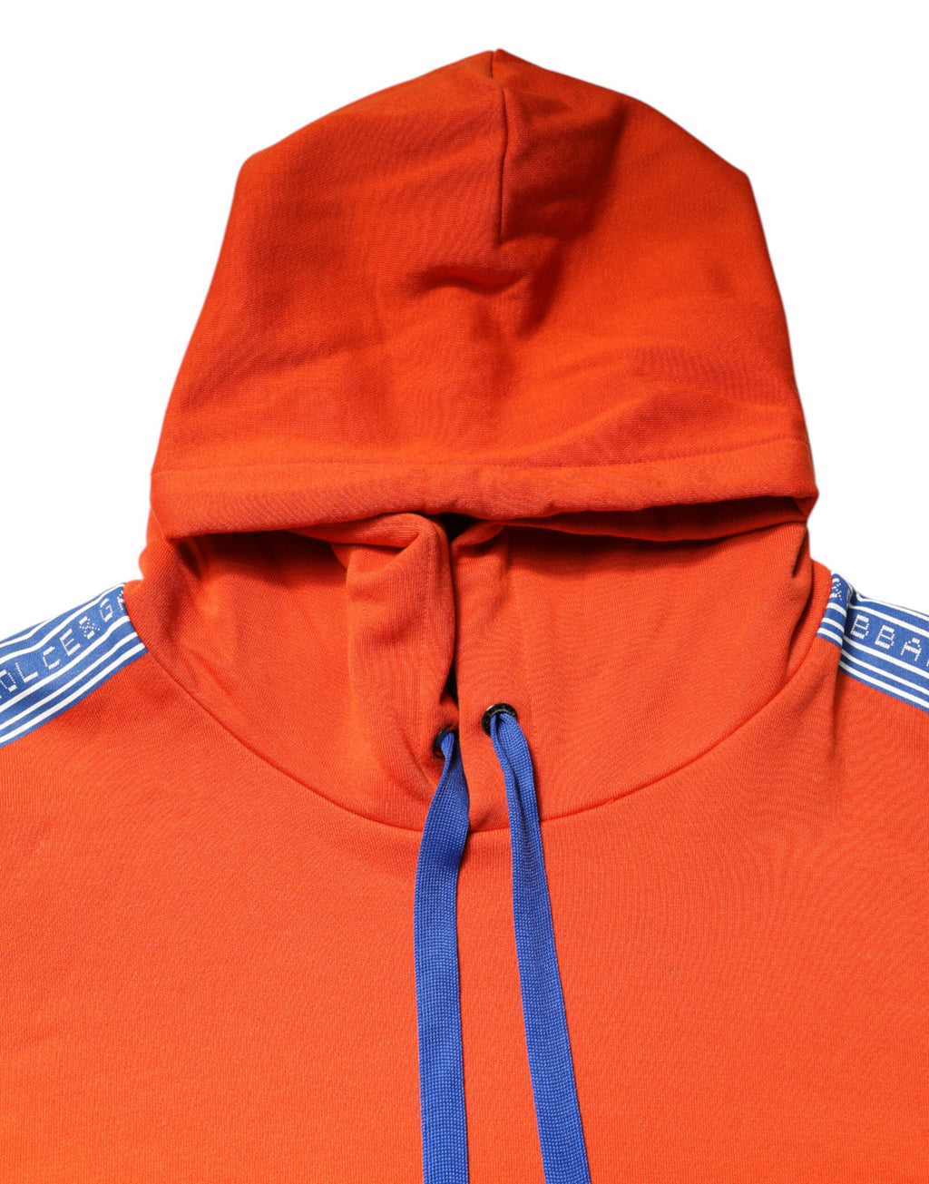 Sweat à capuche pour homme Dolce & Gabbana en coton orange avec logo, vue de face, vue de détail.
