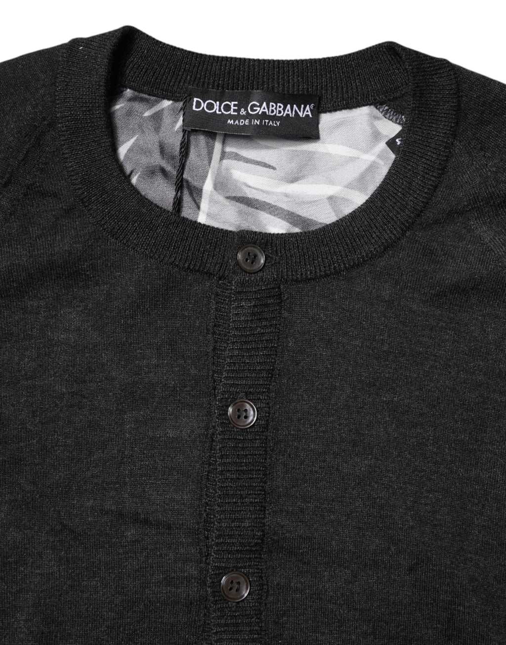Pull à manches longues Dolce & Gabbana, homme, noir avec motif imprimé, en maille tricotée.