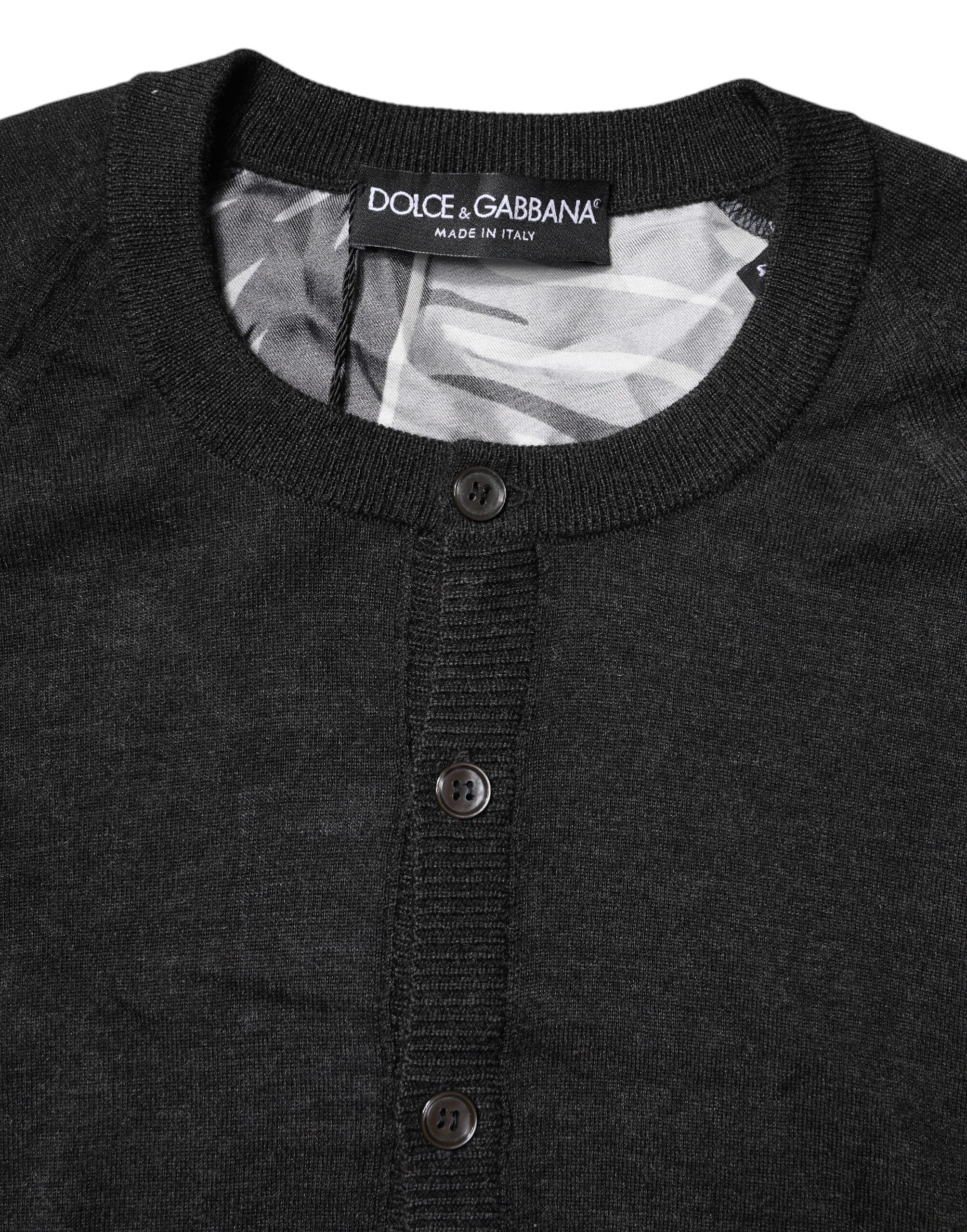 Pull à manches longues Dolce & Gabbana, homme, noir avec motif imprimé, en maille tricotée.