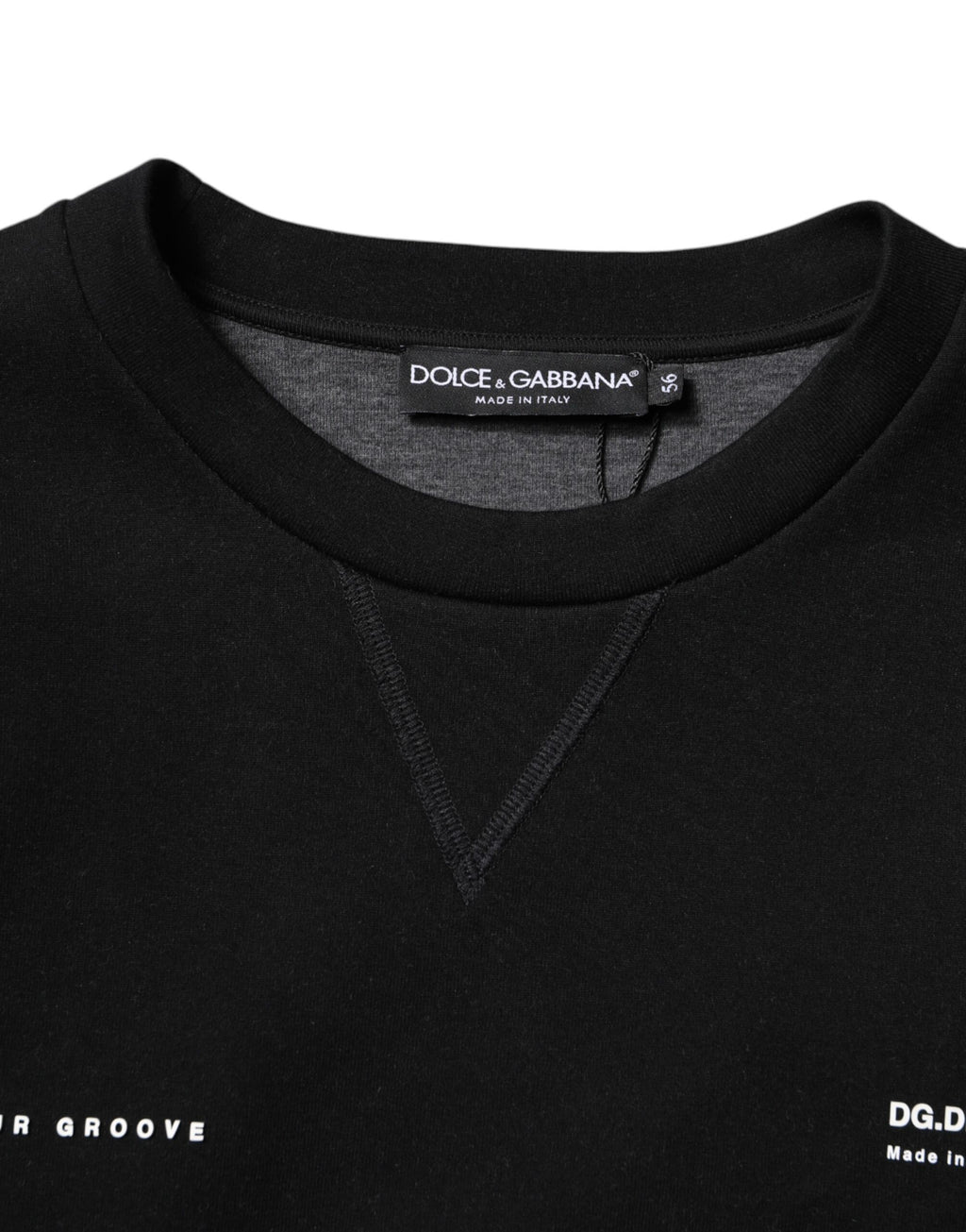 Pull noir en coton avec logo tricoté de Dolce & Gabbana, pull-over élégant et confortable, vue de face.