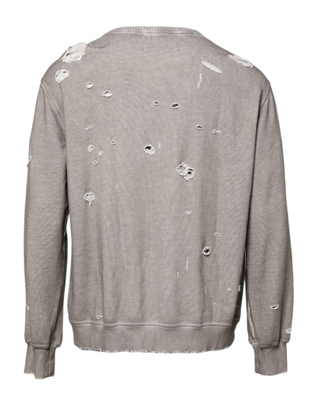 Pull-over gris Dolce & Gabbana avec logo imprimé, col rond et style décontracté, doux et confortable.