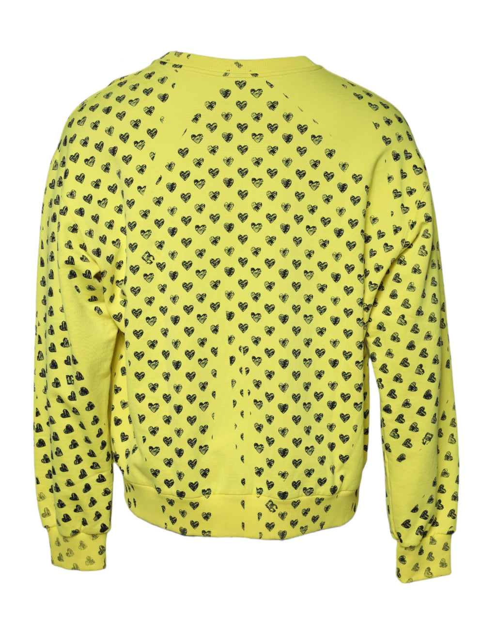 Pull à manches longues Dolce & Gabbana avec cœur jaune, col rond, style homme, en laine douce.