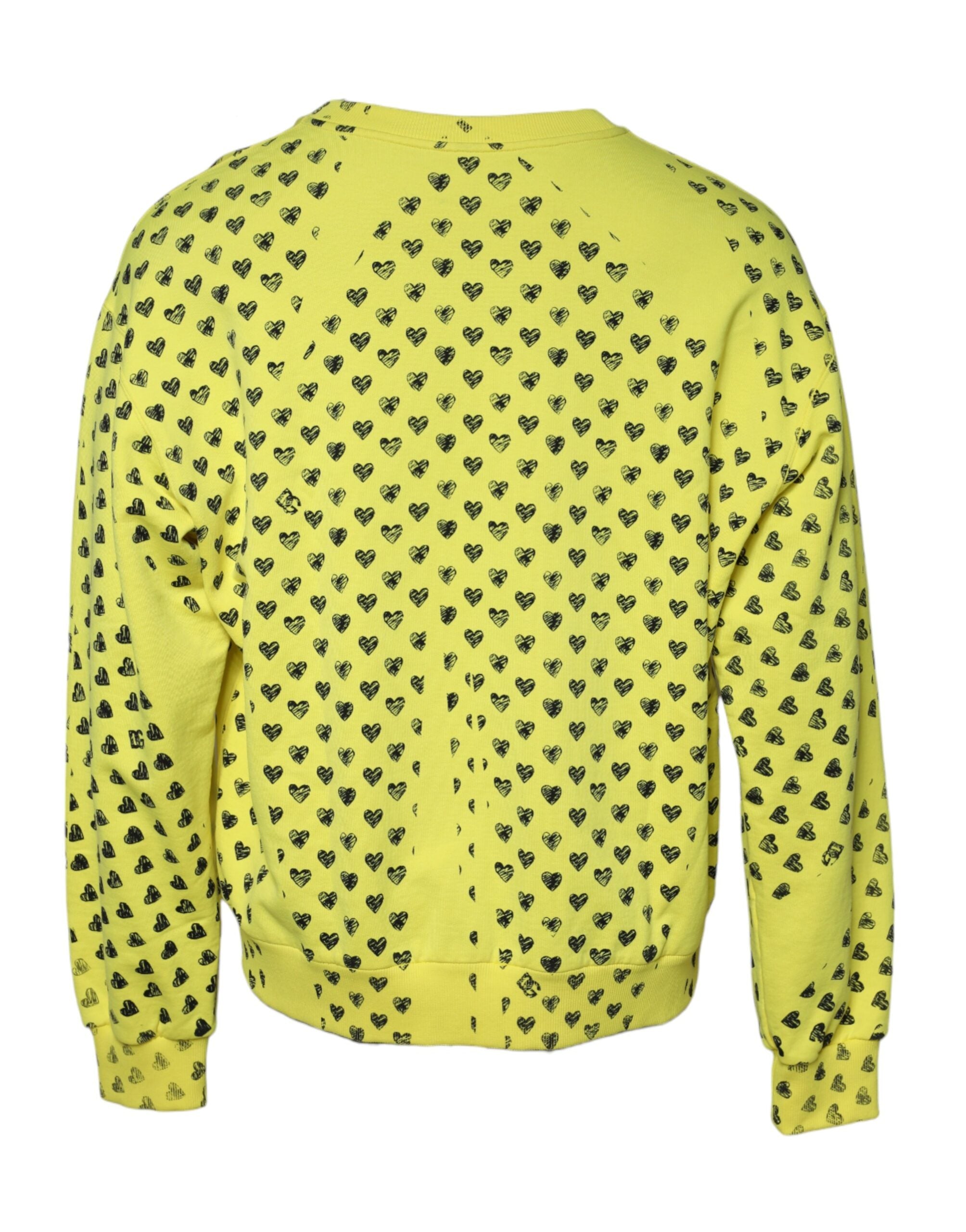 Pull à manches longues Dolce & Gabbana avec cœur jaune, col rond, style homme, en laine douce.