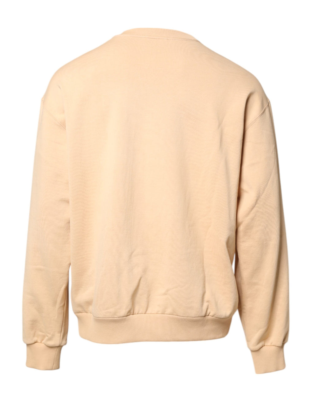 Pull-over homme Dolce & Gabbana beige avec motif cerise, col rond, style décontracté et tendance.