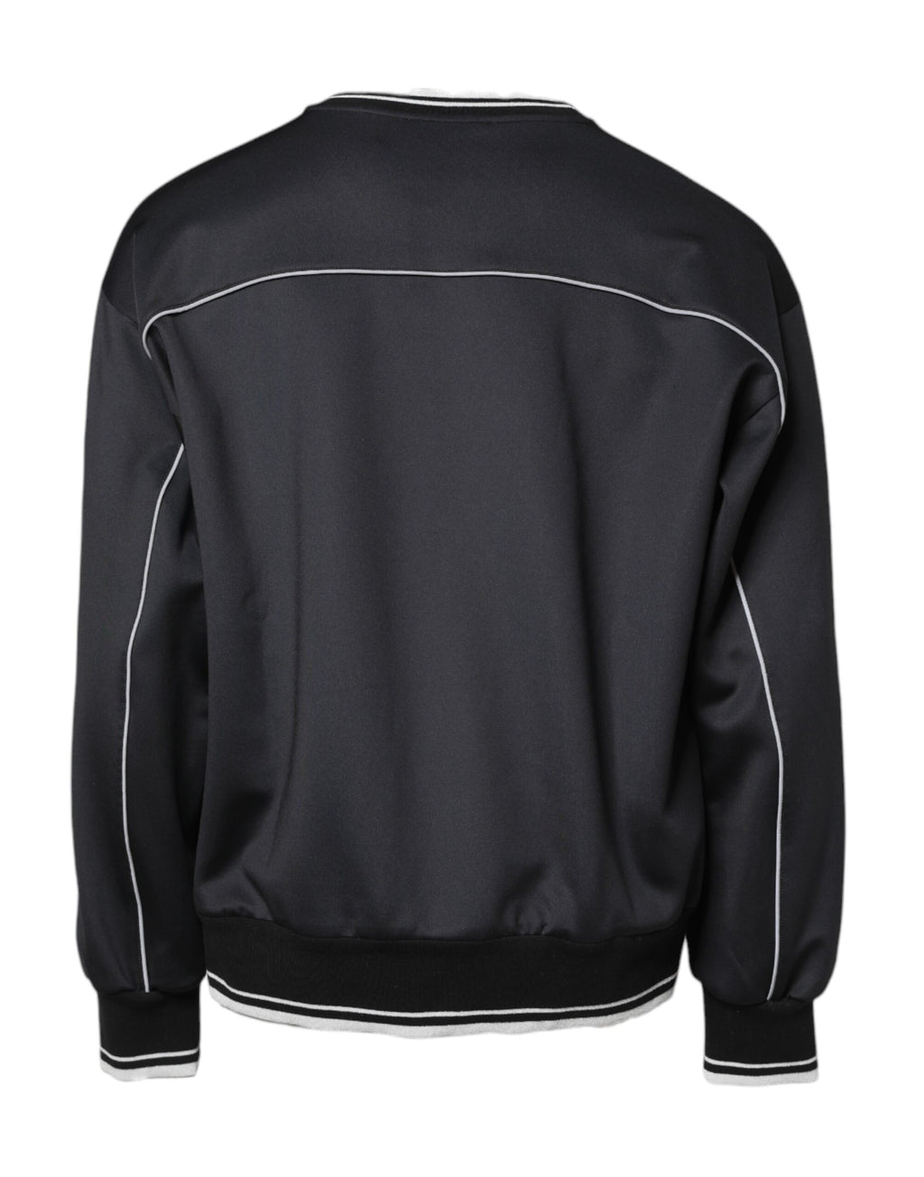 Pull homme Dolce & Gabbana en polyester noir avec logo, col ras du cou, style décontracté et élégant.
