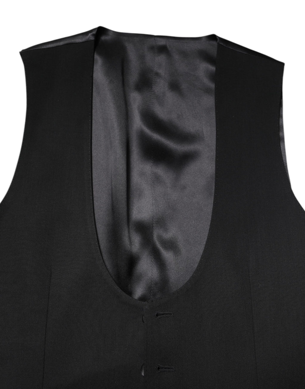 Robe sans manches en laine noire Dolce & Gabbana, veste formelle élégante pour femmes, détail élégant et sophistiqué.