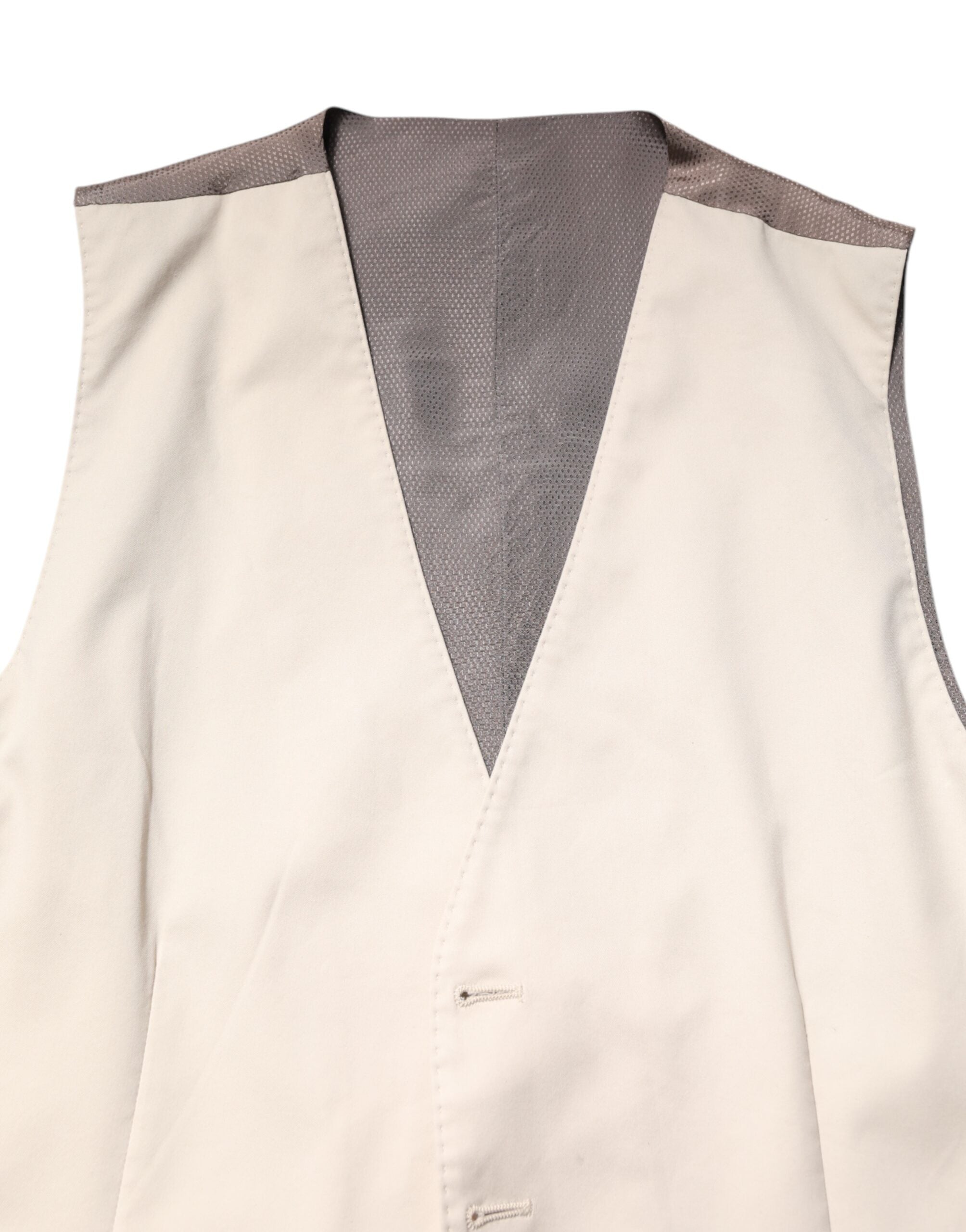 Gilet homme Dolce & Gabbana beige et gris, costume formel, veste cintrée élégante pour occasions spéciales.